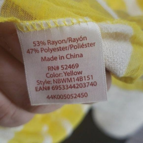 Yellow Striped infinity scarf bright‎ light weight white - Picture 4 of 4